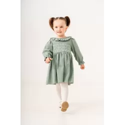 Оптовая продажа вельветовых платьев с вышивкой для девочек 9–24 мес | babykidsjunior.com