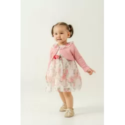 Conjunto Eray Kids 6405 para Bebé Niña | Vestido con Flores + Cárdigan | 6–18 Meses