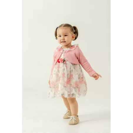 Eray Kids 6405 Floral Baby Dress and Cardigan Set | 6-18 Months