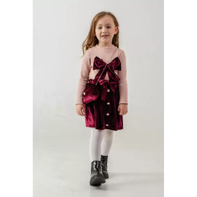 Completo bambina in velluto Eray Kids 6437 con fiocco | babykidsjunior.com Completo bambina in velluto Eray Kids 6437 con fiocco | babykidsjunior.com