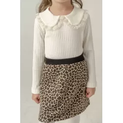 Set de 3 piese fetițe Eray Kids 6432 cu imprimeu leopard