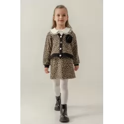 Set de 3 piese fetițe Eray Kids 6432 cu imprimeu leopard