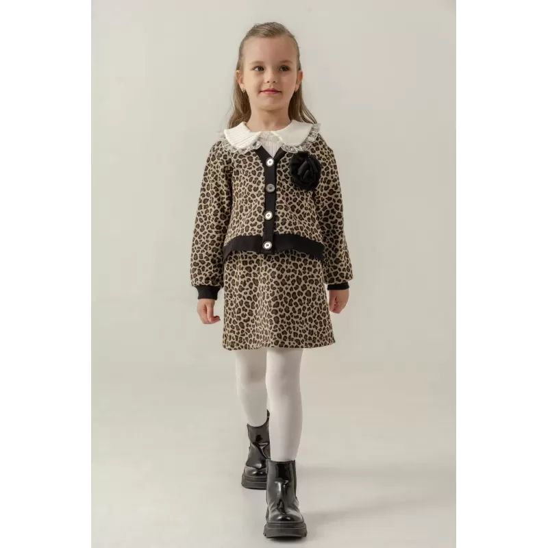 Eray Kids 6432 Леопардовый комплект из 3 предметов для девочек Eray Kids 6432 Леопардовый комплект из 3 предметов для девочек