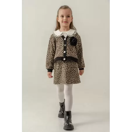 Set de 3 piese fetițe Eray Kids 6432 cu imprimeu leopard