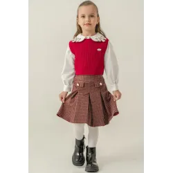 Eray Kids 6415 Girls' 3-Piece Set | Stylish Vest and Skirt Outfit