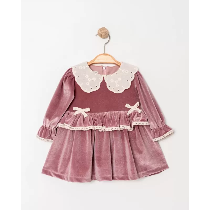 Eray Kids 6333 Samtkleid für Mädchen mit Spitze | babykidsjunior.com