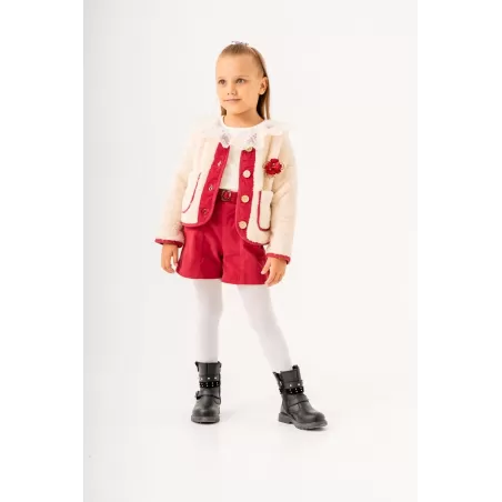 Eray Kids 6358 Mädchen 3-teiliges Set | Fleecejacke & Cordshorts | babykidsjunior.com