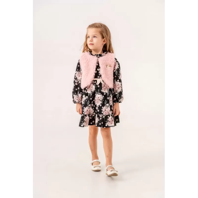 Ensemble Fille Eray Kids 6344 | Robe Fleurie & Gilet Peluche (2–5 Ans) Ensemble Fille Eray Kids 6344 | Robe Fleurie & Gilet Peluche (2–5 Ans)
